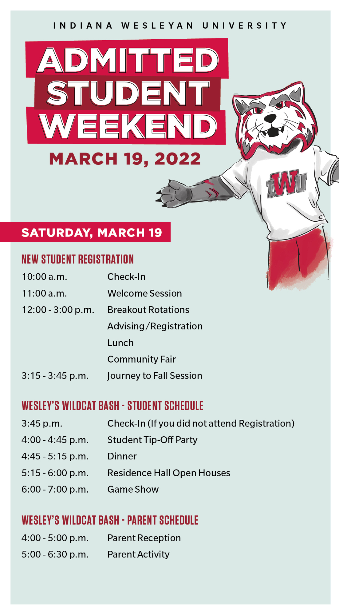 Admitted Student Weekend Schedule